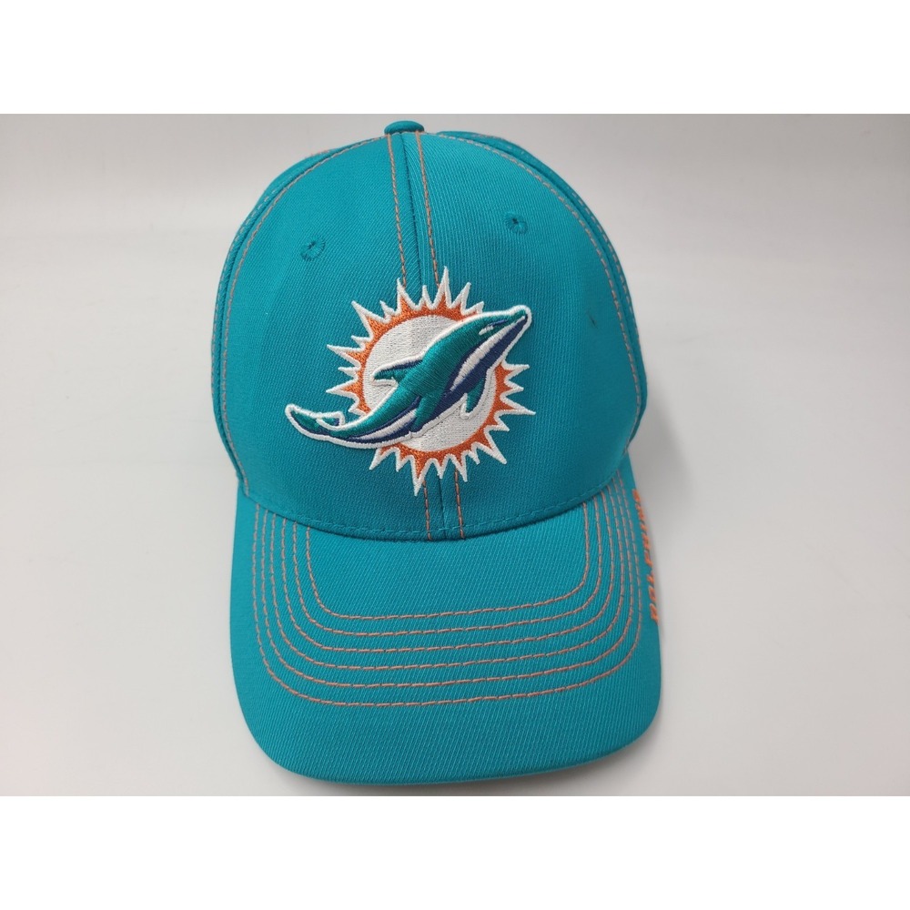 Miami Dolphins OTS Flex Fitted M-L Hat Cap Polyester Blend Men Women NFL Aqua